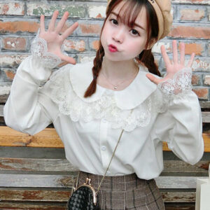 Sweet Lolita Shirt Lace Chiffon White Lolita Blouse