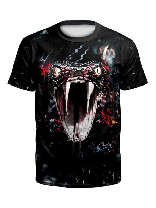 T Shirts For Men Scary Halloween Snake Pattern Jewel Neck Skeleton Short Sleeves Blouse