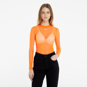 T-shirt Calvin Klein Jeans Mesh High Neck Long-Sleeved Top Shocking Orange M