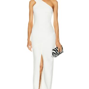 TOM FORD Double Cady One Shoulder Evening Dress in Chalk - White. Size 40 (also in 36).