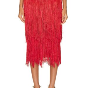 TOM FORD Fringe Pencil Skirt in Candy Red - Red. Size M (also in ).