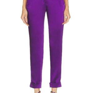 TOM FORD Satin Slim Tailored Pant in Purple Dalhia - Purple. Size 42 (also in ).