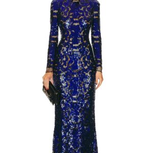 TOM FORD Snake Sequins Long Sleeve Evening Dress in Cobalt Blue - Royal. Size 38 (also in ).