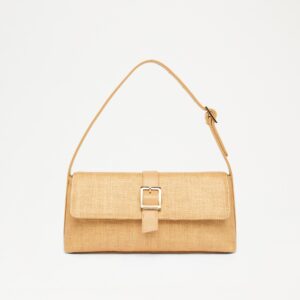 TROPHY Women's Beige Buckle Shoulder Bag