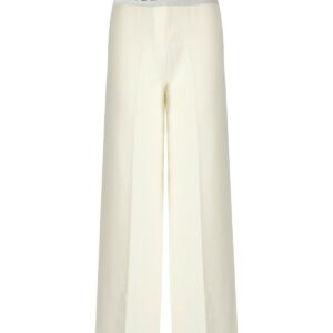 TWINSET OFF-WHITE KNITTED WIDE LEG PANTS