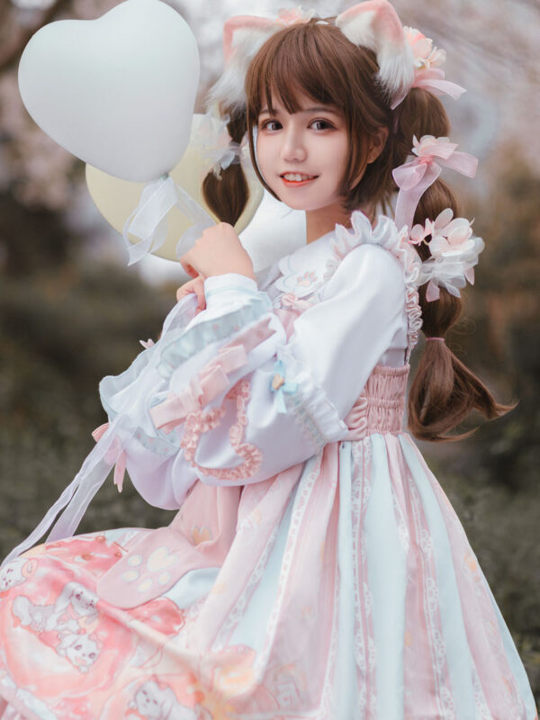 Tea Party Lolita T-Shirt White Long Sleeve Bows Polyester Sweet Lolita Blouse