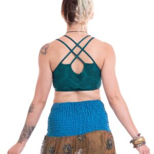 Teal Geometric Print Yoga Bralette