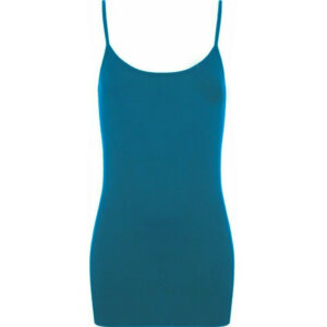 (Teal, SM (UK 8-10)) Ladies Women's Long Cami Strappy Stretch Plain Vest T-Shirt Top Different Sizes