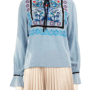 Temperley London Blue Silk Embroidered Blouse