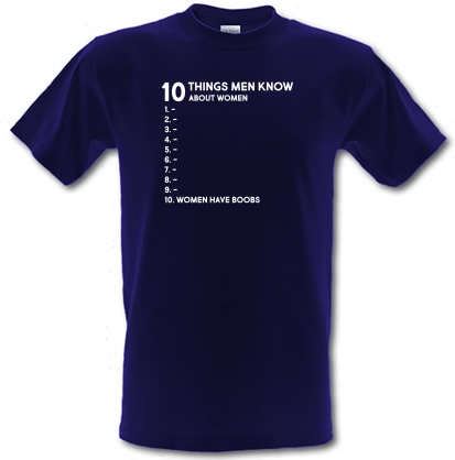 Ten Things Men Know About Women male t-shirt.