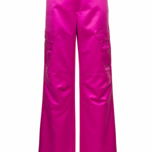 The Andamane Pink High Waisted Cargo Pants Straight Leg With Cargo Pockets In Polyester Woman