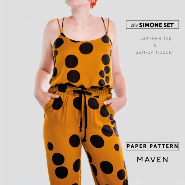 The Simone Set Sewing Pattern. Printed Paper Pattern, Camisole & Elasticated Waist Trouser Pant Faux Jumpsuit