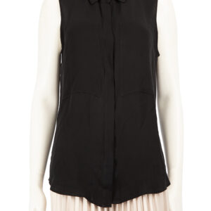 Theory Black Silk Sleeveless Button Down Blouse