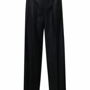 Theory Dark Grey Tailored Pinstripe Pants In Wool Woman