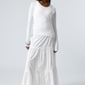 Tiered Maxi Poplin Skirt