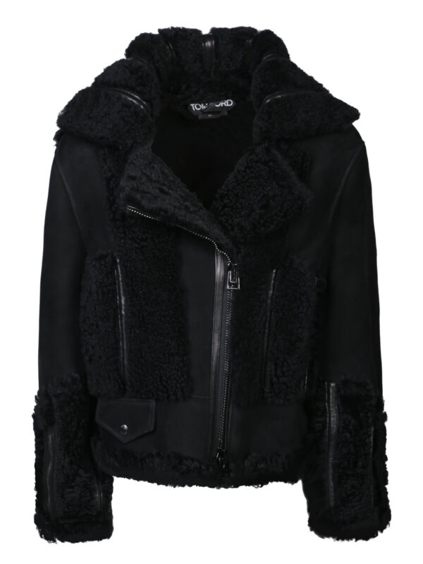 Tom Ford Shearling And Leather Patchwork Biker Jacket