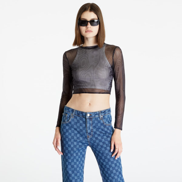 Top RIPNDIP Hypnotic Crop Mesh Long Sleeve Black L