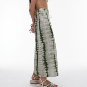 Topshop wrap sarong skirt in green tie dye print-Multi