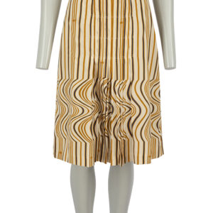 Tory Burch Beige Stripe Pleated Knee Length Skirt