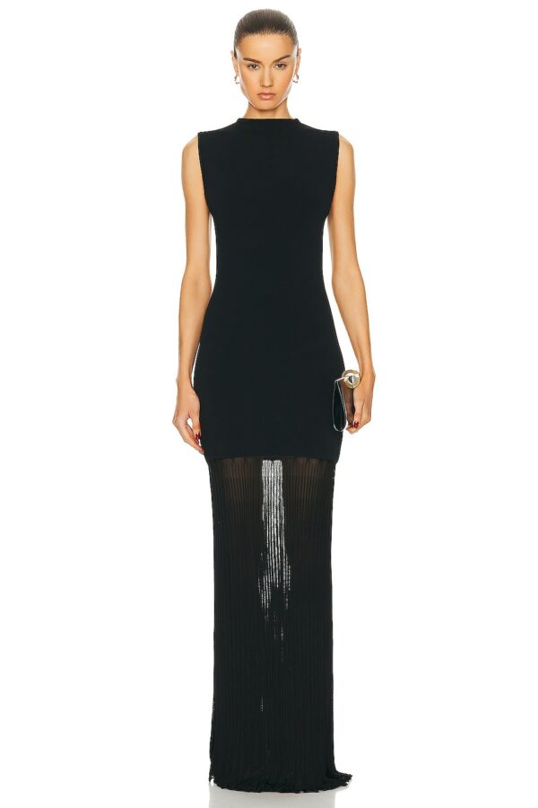 Toteme Plisse Knitted Evening Dress in Black - Black. Size L (also in ).