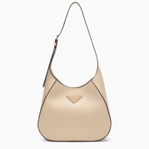 Travertine-coloured leather shoulder bag