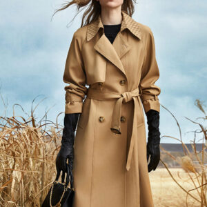 Trench Coat For Woman Good Quality Asymmetrical Polyester Turndown Collar Buttons Long Sleeves