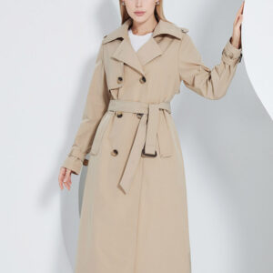 Trench Coat For Woman Lapel Double Breasted Chic Fall Spring Outerwear