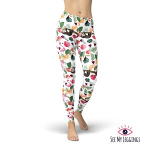 Tropical Sloth Leggings, Printed Workout Leggings For Women, High Waist Capris, Plus Size Yoga Pants