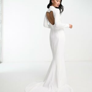 True Violet Bridal heart cut-out backless maxi dress in ivory-White