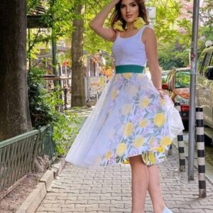 Tulle Skirt | Fruit Pattern Midi Summer