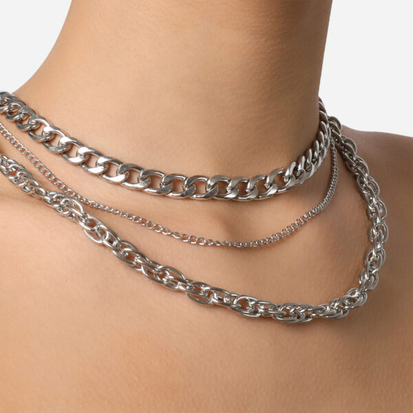 Twisted Multi Chain Necklace In Silver,, Silver