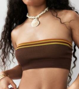 UO Seamless Bandeau Bikini Top - Brown XL at Urban Outfitters