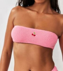 UO Seamless Bandeau Bikini Top - Pink M at Urban Outfitters