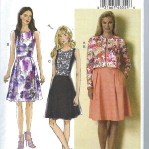 Uncut Butterick Sewing Pattern 6319 Misses' Cardigan & Pleated-Skirt Dress Size 8-16 16-24 Ff