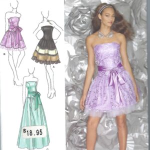 Uncut Simplicity Sewing Pattern 1655 Jessica Strapless Party Dress Flared Skirt Net Tulle Ruffle Mini Knee Maxi Size 4 6 8 10 12 14-22 Ff