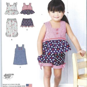 Uncut Simplicity Sewing Pattern 408 1118 Easy To Sew Toddlers Dress, Top, Cropped Pants, Shorts Sizes 1/2, 1, 2, 3, 4 Ff