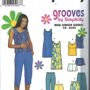 Uncut Simplicity Sewing Pattern 9778 Juniors' Dress Or Top, Cropped Pants Shorts & Skirt Size 7/8-15/16 17/18 23/24 Ff