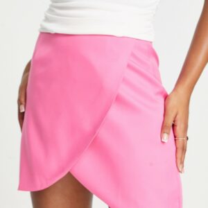 Unique21 wrap front mini skirt in fuchsia-Pink