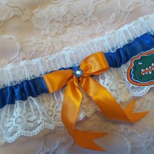 University Of Florida Gators Uf Inspired White Lace Wedding Garter Belt Or 2Pc Set