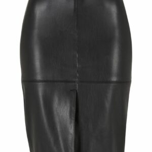 Urban Classics Ladies' faux-leather pencil skirt Medium-length skirt black