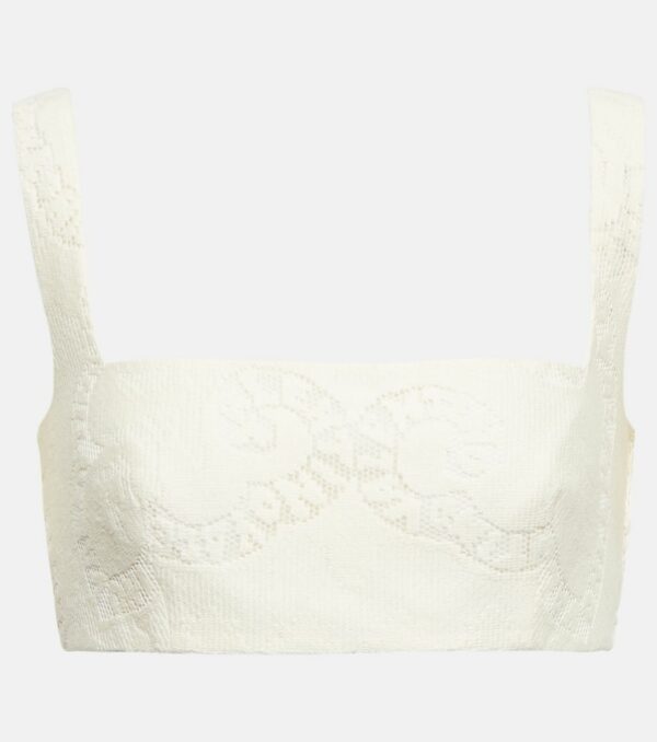 Valentino Embroidered cotton-blend bralette