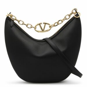 Valentino Garavani - Black Leather Moon Shoulder Bag Uni