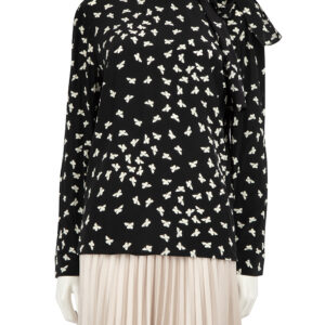 Valentino Garavani Red Valentino Black Silk Butterfly Print Blouse