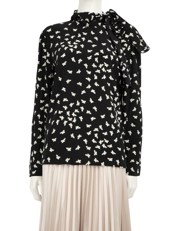 Valentino Garavani Red Valentino Black Silk Butterfly Print Blouse