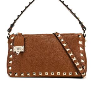 Valentino Garavani Small Rockstud Shoulder Bag in Selleria - Brown. Size all.