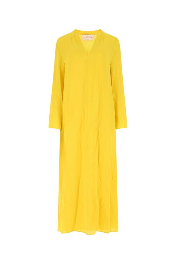 Valentino Garavani Yellow Crepe Kaftan Dress