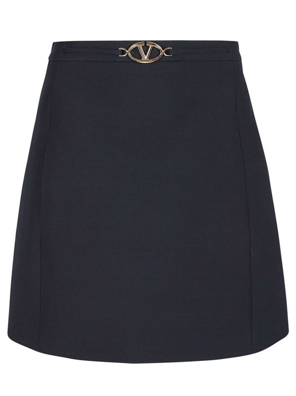 Valentino Logo Plaque High Waist A-line Skirt