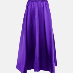 Valentino Pleated satin midi skirt