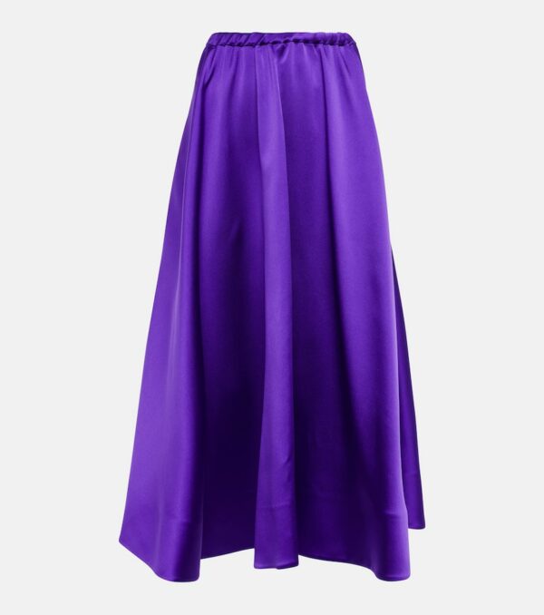 Valentino Pleated satin midi skirt