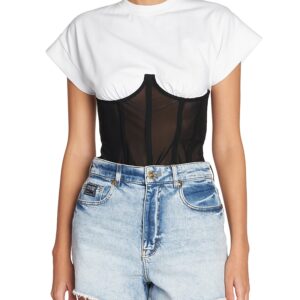 Versace Jeans Couture Mixed Media Corset Top